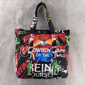 Vivienne Westwood Murray Tote Bag Black Multi Color AW23 Graphic Print Orb Logo